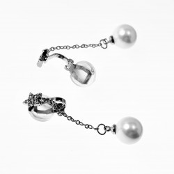 Lange Oorclips met Ketting en Parel Dames Ster Ontwerp Zilver Kleur