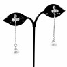 Lange Oorclips met Ketting en Parel Dames Bloem Ontwerp Zilver Kleur