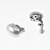Grote Oorclips Dames Ovale Parel  Zilver Kleur Witte Clip-on Oorbellen