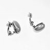 Grote Oorclips Dames Ovale Parel  Zilver Kleur Witte Clip-on Oorbellen