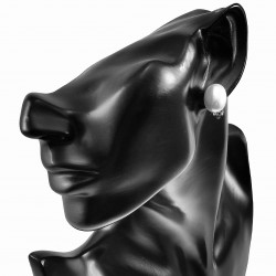 Grote Oorclips Dames Ovale Parel  Zilver Kleur Witte Clip-on Oorbellen