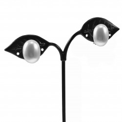 Grote Oorclips Dames Ovale Parel  Zilver Kleur Witte Clip-on Oorbellen