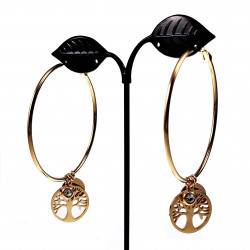 60mm Levensboom Oorringen Dames Stalen Goud Kleur Bescherming Orbellen