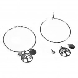 60mm Levensboom Oorringen Dames Stalen Zilver Kleur Bescherming Orbellen