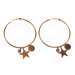 ∅60mm Ster Oorringen Dames - Stalen Goud Kleur - Orbellen met Hangers