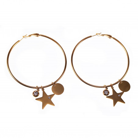 ∅60mm Ster Oorringen Dames Stalen Goud Kleur Orbellen met Hangers