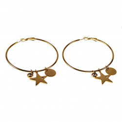 Ø60mm Ster Oorringen Dames - Stalen Goudkleur - Orbellen met Hangers