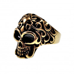 Schedel Ring Heren - Doodskoop - Verguld Stalen - Stoer Biker Ring