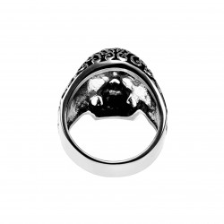 Schedel Ring Heren - Gesneden Desing - Stalen Zilver Kleur - Stoer Biker Ring