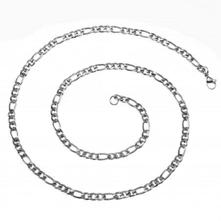 55cm x 4mm Figaro Ketting Dames Heren Stalen Zilver Kleur Schakelketting