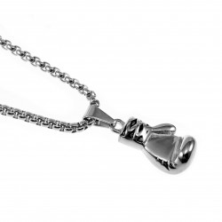 70cm x 3mm Jasseron Ketting + Bokshandschoen Hanger Heren - Edelstaal Zilverkleur