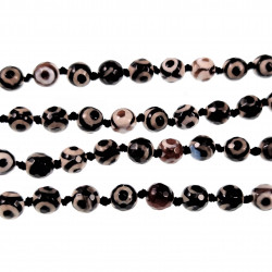 6mm Dzi-Kralenketting - Tibetaanse Agaat Steen - Ronde Facet Natuursteen - Boze Oog Patroon Ketting Unisex