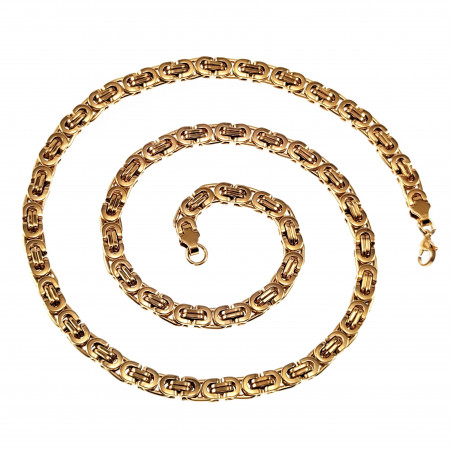 60cm 6,5mm Platte Koningsketting Heren Stalen Goud Kleur Schakelketting