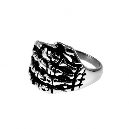 Ring Heren - Hand Skelet Design - Roestvrij Stalen Zilver Kleur