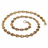 60cm x 9mm Koffieboon Ketting Unisex Stalen Goud Kleur Schakelketting