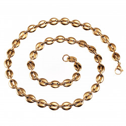 60cm x 9mm Koffieboon Ketting Unisex Stalen Goud Kleur Schakelketting