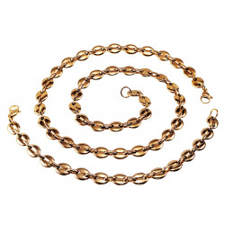 60cm x 9mm Koffieboon Ketting Unisex Stalen Goud Kleur Schakelketting