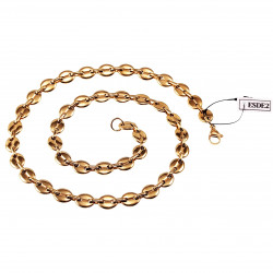 60cm x 9mm Koffieboon Ketting Unisex Stalen Goud Kleur Schakelketting
