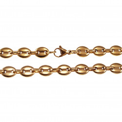 60cm x 9mm Koffieboon Ketting Unisex Stalen Goud Kleur Schakelketting