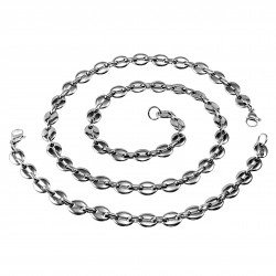 22,5cm x 9mm Koffieboon Armband Unisex Stalen Zilver Kleur/Zwart PVD