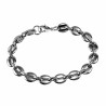 22,5cm x 9mm Koffieboon Armband Unisex Stalen Zilver Kleur/Zwart PVD