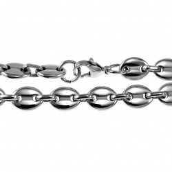 22,5cm x 9mm Koffieboon Armband Unisex Stalen Zilver Kleur/Zwart PVD