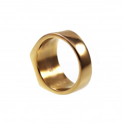 Zegelring Heren Stalen Gepolijst Goud Kleur Ring met Zirkonia Steen