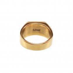 Zegelring Heren Stalen Gepolijst Goud Kleur Ring met Zirkonia Steen