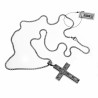60cm Jacseron Ketting + Kruishanger Heren - Stalen Zilver Kleur