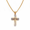 65cm Jasseron Ketting + Kruishanger Heren - Stalen Goudkleur-Zilverkleur