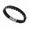 Zwarte Dubbele Armband Heren Zwarte Leren RVS Natuursteen Kralen