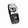 Leren Armband Heren - Zwarte Leer - Brede Armband met RVS Schedels