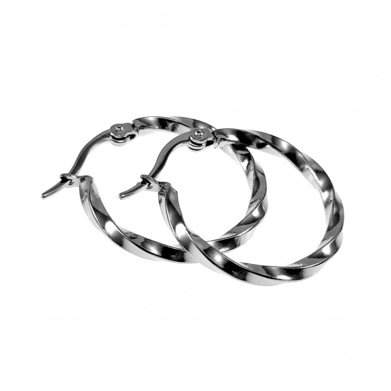 ∅24mm Gedraaide Oorringen Dames - Stalen Zilver Kleur - Oorbellen