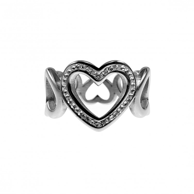 Hart Ring Dames - Roestvrij Stalen - Romantische Design Hart Ring Dames - Roestvrij Stalen - Romantische Design