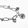 Armband Dames - Stalen Zilver Kleur - Schakelsarmband met Bol - Hartjes en Levensboom Hangers