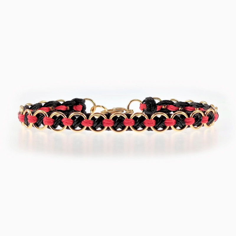 Handgemaakt Armband Unisex - Zwart/Rood Leren Slangenkoorden Handgemaakt Armband Unisex - Zwart/Rood Leren Slangenkoorden
