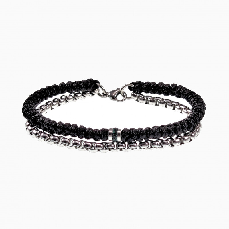 Handgemaakt Dubbele Armband RVS Jasseron-Schakel Zwart Macramé-Armband Handgemaakt Dubbele Armband RVS Jasseron-Schakel Zwart Macramé-Armband