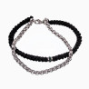 Handgemaakt Dubbele Armband RVS Jasseron-Schakel Zwart Macramé-Armband