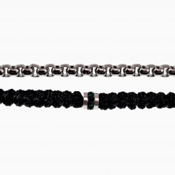 Handgemaakt Dubbele Armband RVS Jasseron-Schakel Zwart Macramé-Armband