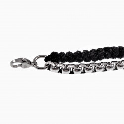 Handgemaakt Dubbele Armband RVS Jasseron-Schakel Zwart Macramé-Armband