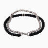 Handgemaakt Dubbele Armband RVS Jasseron-Schakel Zwart Macramé-Armband