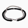 Handgemaakt Dubbele Armband Heren - RVS Jasseron-Schakelarmband - Zwart Macramé-Armband