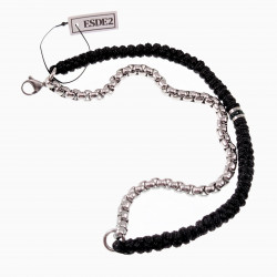 Handgemaakt Dubbele Armband RVS Jasseron-Schakel Zwart Macramé-Armband