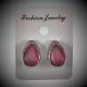 Druppelvorm Clip-on Oorbellen Dames - Oorclips met Roze Cabochon en Strass
