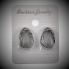 Druppelvorm Clip-on Oorbellen Dames Oorclips Lichtgrijs Cabochon Strass