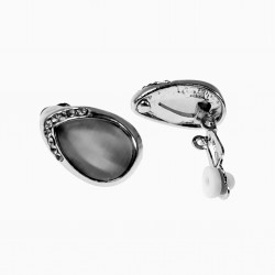 Druppelvorm Clip-on Oorbellen Dames Oorclips Lichtgrijs Cabochon Strass