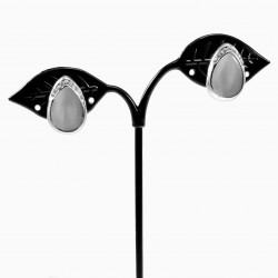 Druppelvorm Clip-on Oorbellen Dames Oorclips Lichtgrijs Cabochon Strass