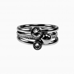 Driedubbele Ring Dames - Roestvrij Stalen - Ring met Strass