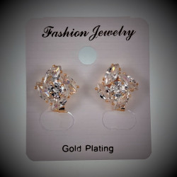 Clip-on Oorbellen Dames - Bloem Design - Rosé Gold Plating - Oorclips met Zirkonia's - Geen Gaatjes