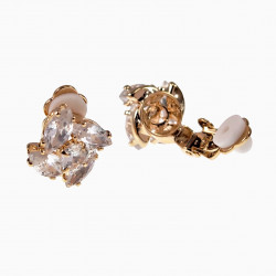 Clip-on Oorbellen Dames - Bloem Design - Rosé Gold Plating - Oorclips met Zirkonia's - Geen Gaatjes